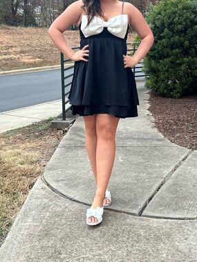 Altar'd State Black Dress with White Bow Detail